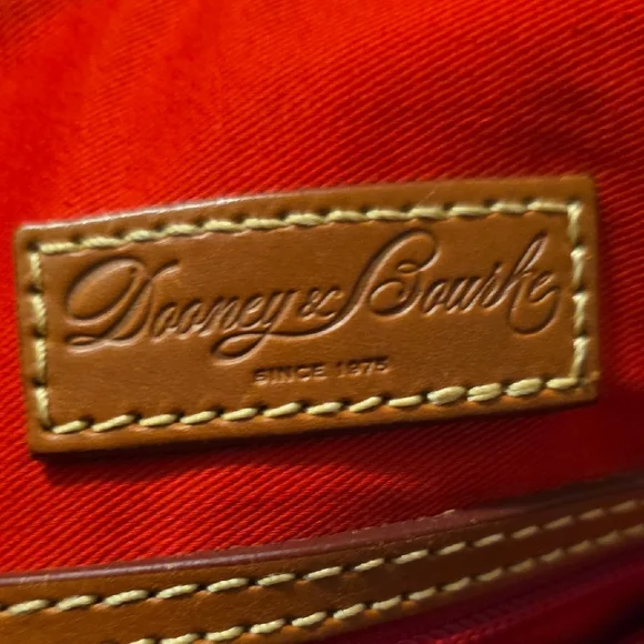 Dooney & Bourke Caramel Leather Tote with Floral Charm - Picture 4 of 5